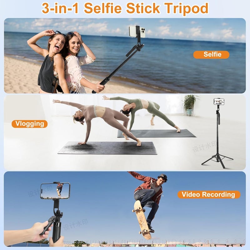 YUANRAN 70inch Selfie Stick Phone Tripod with Rechargeable Remote,Portable Extendable 3 in 1 Cell Phone Tripod Stand for Video Recording,Travel Selfie Stick for iPhone and Android - Image 3